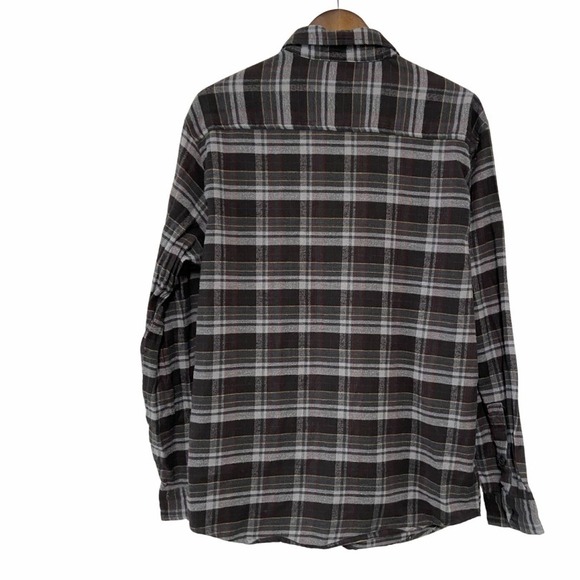 Stanley Mens Plaid Flannel Shirt Gray Red Button Front Long‎ Sleeve Large - Picture 2 of 9